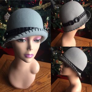 Light Grey Wool Felt Cloche, 008h