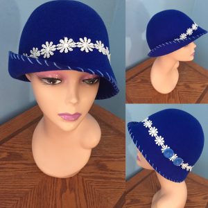Royal Blue Wool Felt Cloche, 030h