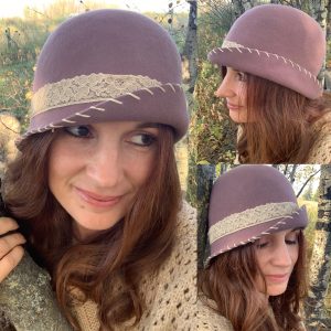 Lilac Wool Felt Cloche, 053h