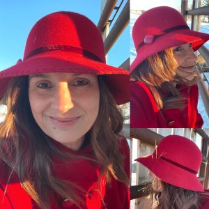 Ladies' Red Wool Felt Wide-Brimmed Hat, 2504