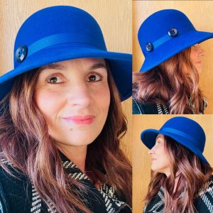 Royal Blue Wool Felt Wide-Brimmed Hat, 2507